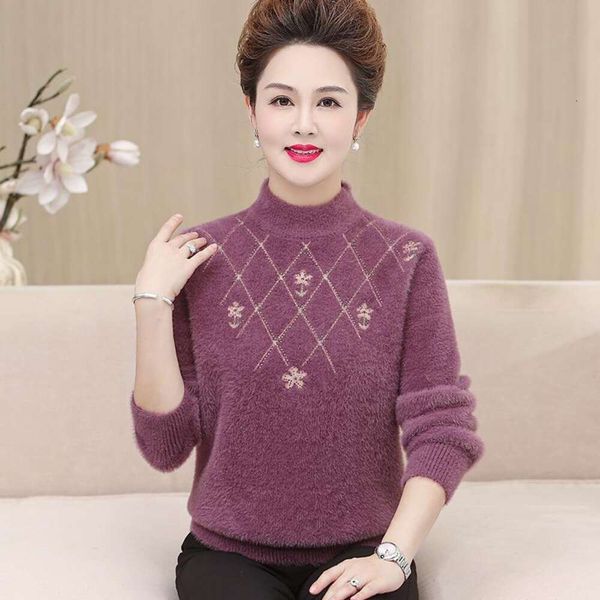 

mothers sweater womens velvet thick old peoples warm inner jacket middle aged autumn and winter clothes mink base, White;black