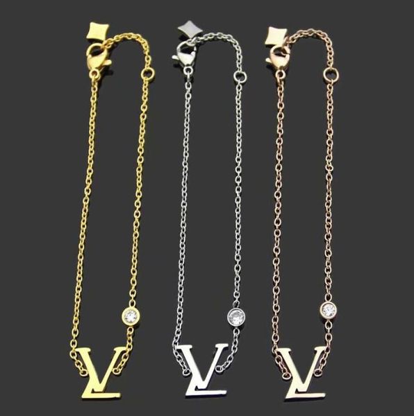 

2021 deluxe design factory 18cm letter bracelet bangle 18k rose gold silver 316l stainless steel v love jewelry women5811377, Black
