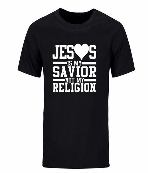

fashion summer men039s tshirt quot jesus is my savior not my religion quot printed t shirt cotton short sleeve t shirt di8930700, White;black