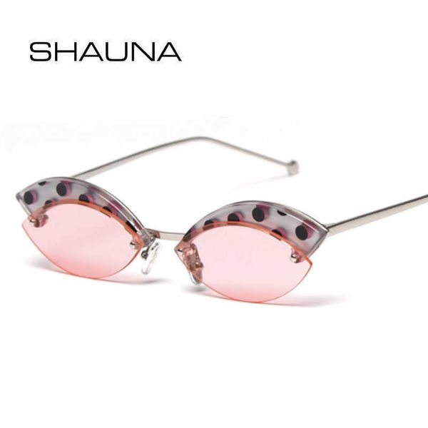 

sunglasses shauna fashion spotted eyebrows rimless cat eye sunglasses uv400j230301, White;black