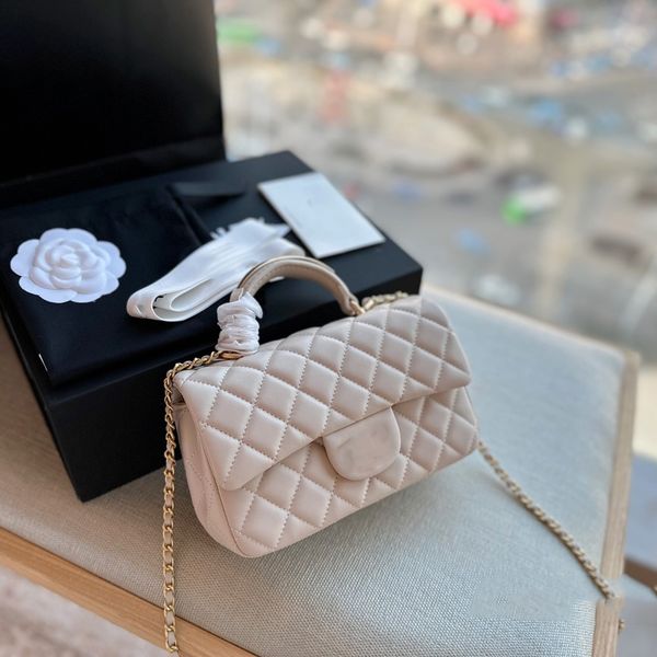 

classic mini flap rectangular handle totes bags lambskin quilted purse gold metal hardware matelasse chain crossbody shoulder cosmetic case