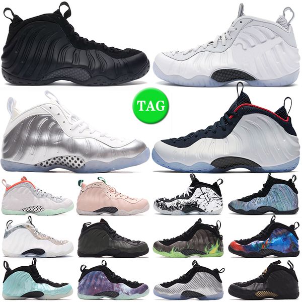

foamposites one men basketball shoes penny hardaway foamposite white galaxy island green paticle beige pure platinum silver white outdoor sn