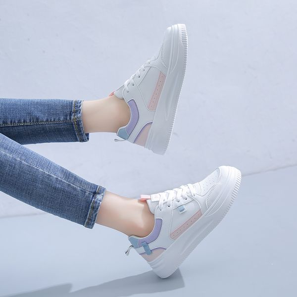 

fashion ale women's flatboard shoes white-pink white-purple spring casual shoes sneakers color19, Black