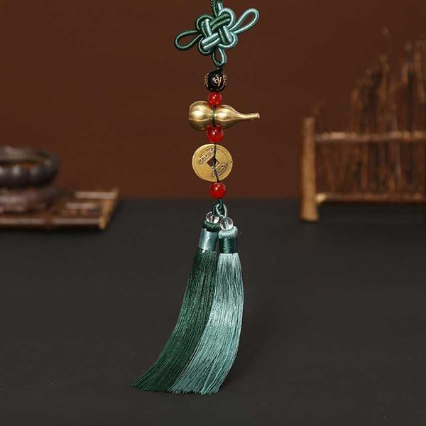 

interior decorations gourd five emperors money chinese knot double tassel copper creative car ornament rearview mirror pendant r230228