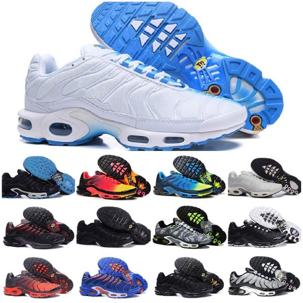 

fashion classic mens tn running shoes air plus og triple black white red sneakers tns ultra be true breathable mesh chaussures req258x