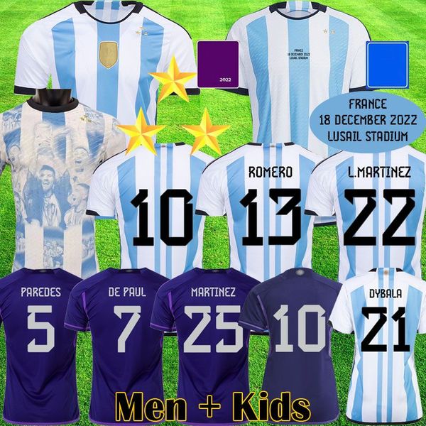 

argentina soccer jerseys 2022 champions finals special fans player version dybala martinez maradona football shirt 22 23 men women kids sets, Black;yellow