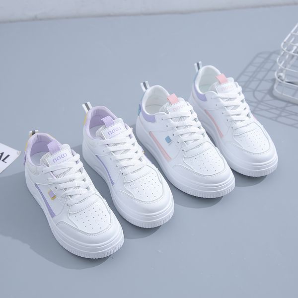 

fashion ale women's flatboard shoes white-pink white-purple spring casual shoes sneakers color27, Black