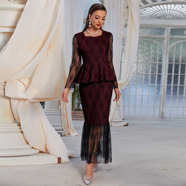 

women's casual dresses yq-21734 women's clothing 2023 autumn and winter fashion round neck patchwork mh buttock fishtail dresses, Black;gray