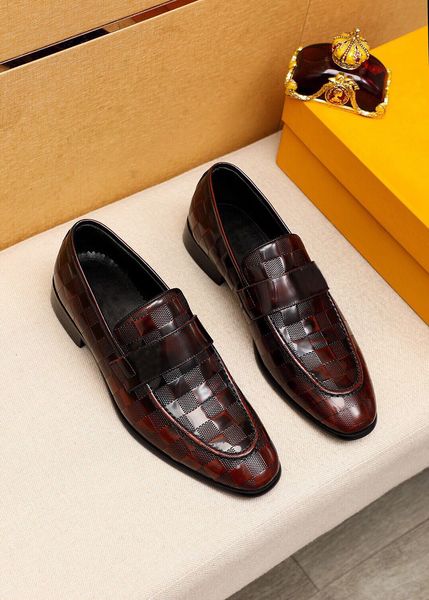 

2023 mens dress shoes designer fashion loafers genuine leather business office work formal flats brand party wedding shoes size 38-45, Black