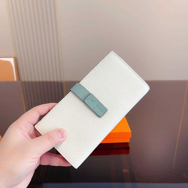

long trifold flap leather wallet loewss women's wallet long leather buckle large capacity cowhide wallet with multiple card slots for m, Red;black