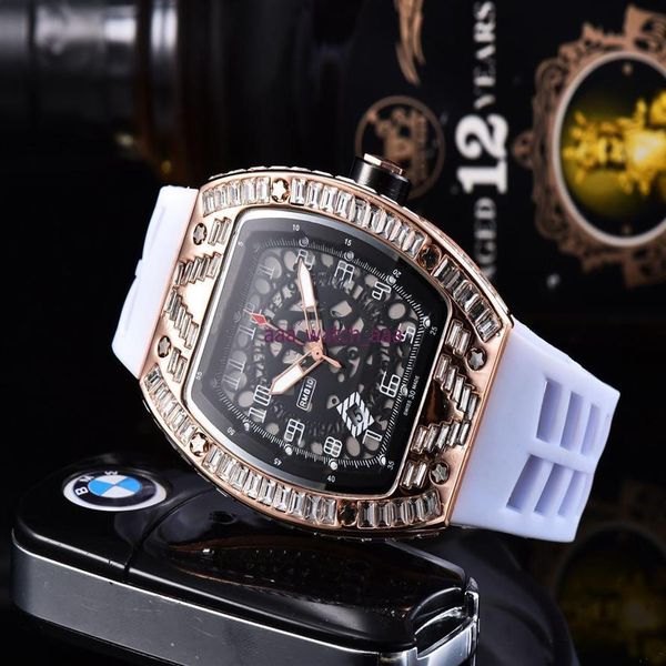 

skull sport diamond men women watch fashion dial inlaid drill mens quartz watches 281p, Slivery;brown