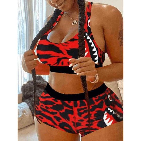 

plus size womens clothing tracksuits positioning printing casual vest shorts, Gray