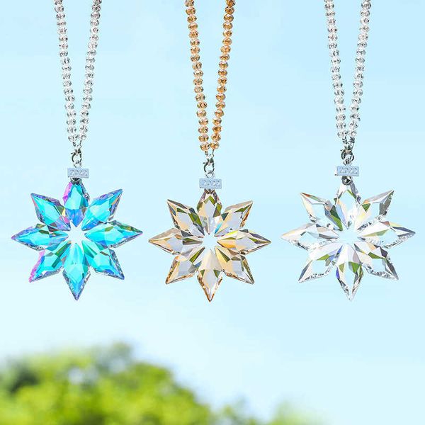 

decorations transparent crystal snowflakes pendants decoration hanging ornaments sun catcher christmas gifts car accessories interior r23022