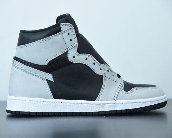 

jumpman 1 high og shadow 2.0 basketball shoes black/light smoke grey-white trainers sneakers outdoor sports with box