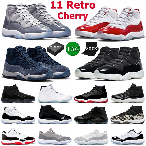 

with box jumpman 11 basketball shoes men women 11s cherry cool grey midnight navy jubilee 25th anniversary low 72-10 bred mens trainers