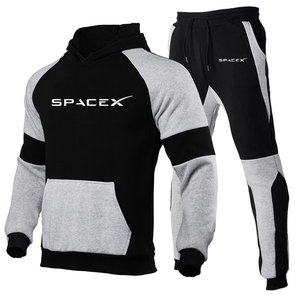 

mens tracksuits spacex space x autumn and winter printed casual sportswear hoodie pants twopieces sweater suits 230228, Gray