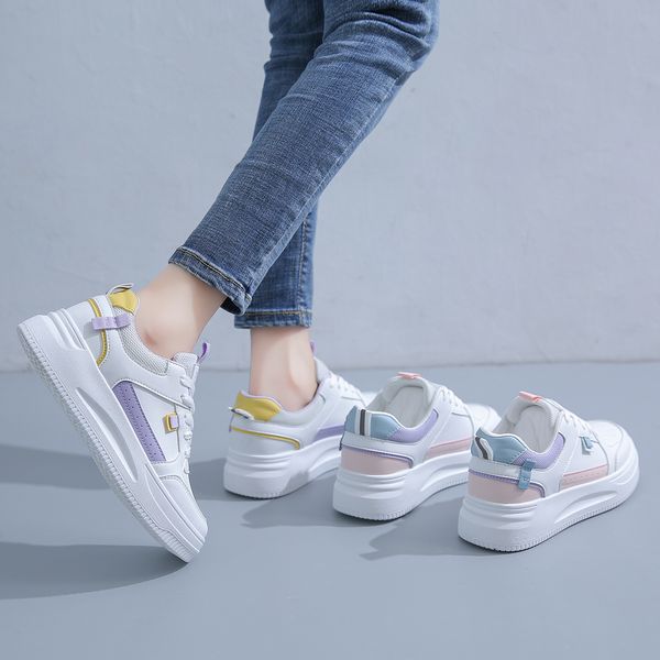 

fashion ale women's flatboard shoes white-pink white-purple spring casual shoes sneakers color15, Black
