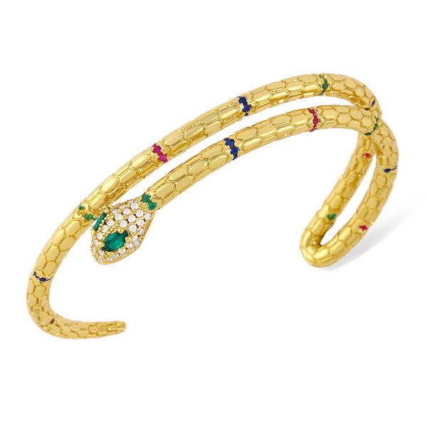 

designer fashion versatile hip hop bracelet snake inlaid zircon bracelet female cool wind chain geometric bracelet wholesale, Golden;silver