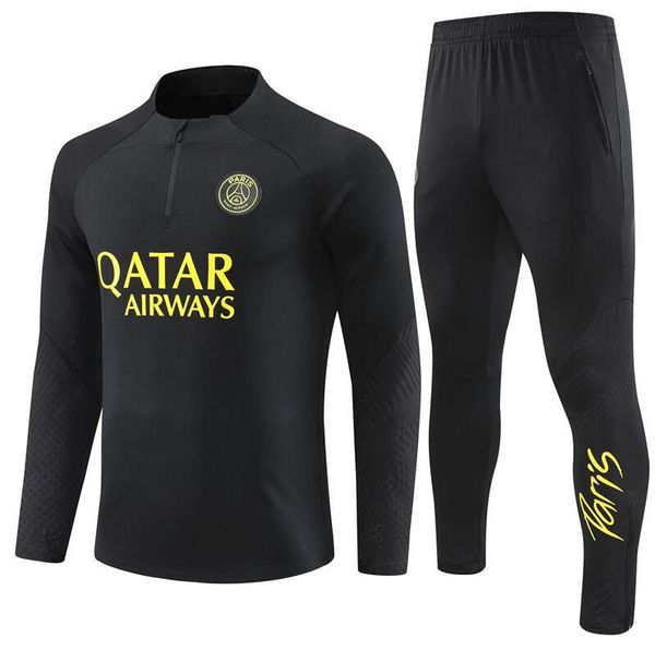 

21/22 /23/24 kids paris tracksuits training psgs chandal 2022 23 mbappe kit survetement foot tuta jacket retro futbol soccer football men an, Black