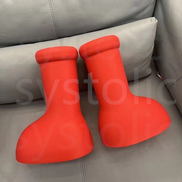 

designer mschf shoes men women rain boots designers big red boot thick bottom non-slip booties rubber platform bootie fashion astro boy