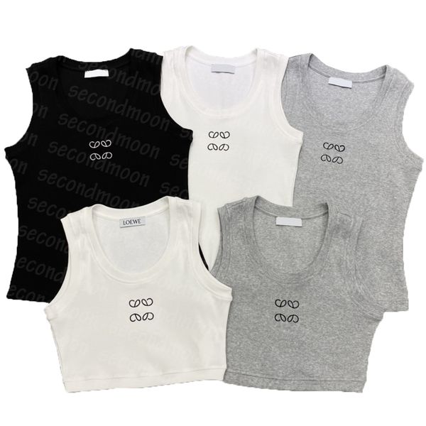 

women knits embroidered letter knitting tee crop summer sport tank quality, White