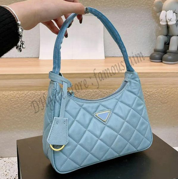 

women designer hobo nylon underarm shoulder bag italy milano luxury brand p triangle logo canvas re-edition half moon bags lady mini diamond