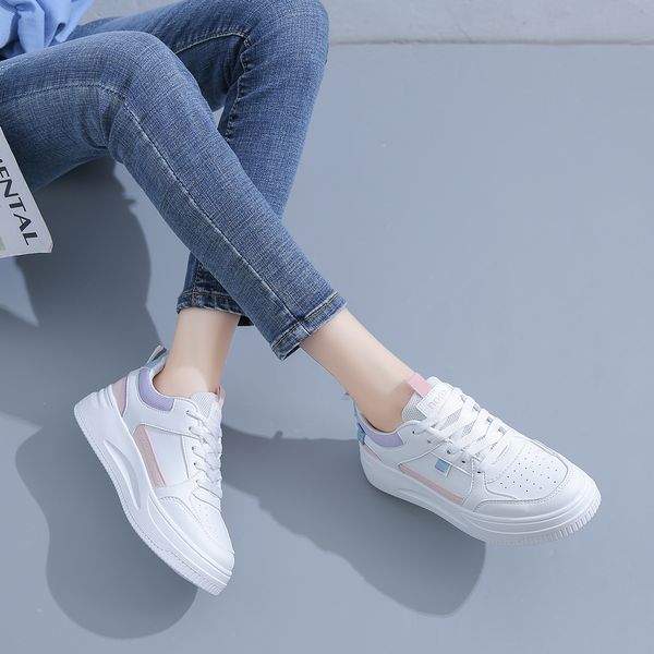 

fashion ale women's flatboard shoes white-pink white-purple spring casual shoes sneakers color21, Black