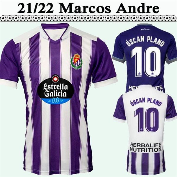 

2021 2022 real valladolid nacho marcos andre mens soccer jerseys football home away white purple short sleeve uniforms225y, Black;yellow