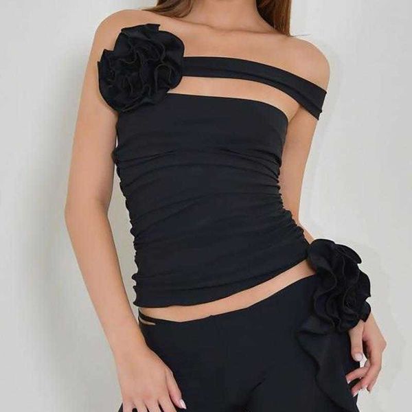 

large flower cami off shoulder tube slim fit girl summer versatile casual, White