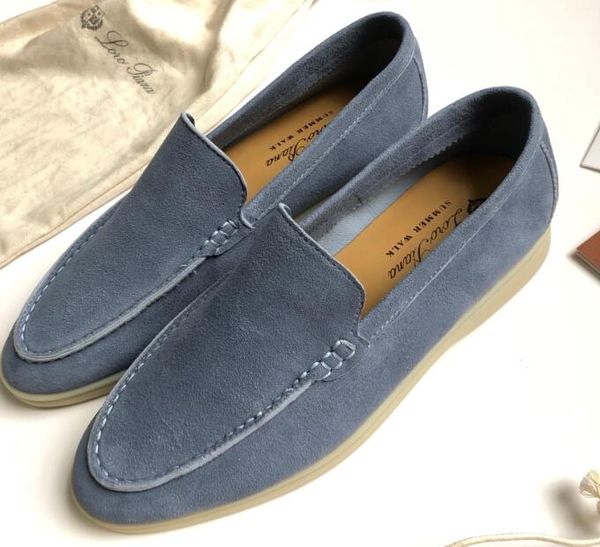 

realfine dress shoes 5a loropiana 8124 summer walk loafers suede shoe for women size 35-45, Black