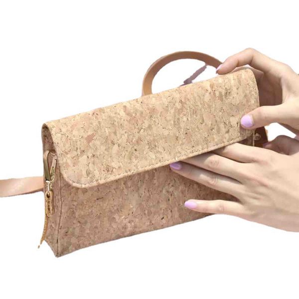 

3pcs messenger bags women cork environmental protection protable hasp long crossbody bag