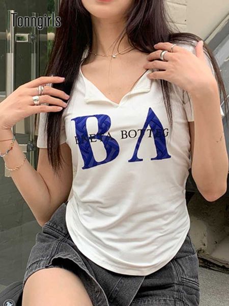 

women's t-shirt tonngirls y2k aesthetics korean style harajuku tshirt letter print short sleeve tee shirts fairycore vintage crop z03, White