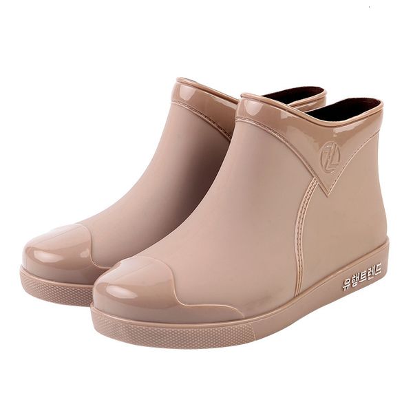

rain boots fashion shoes women non slip tube for waterproof work water botas de caza espanolas 230301, Black;red