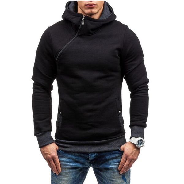 

men's pullover zipper plush hoodie trendy casual hoodie multi color easy to wear pullover239s, Black