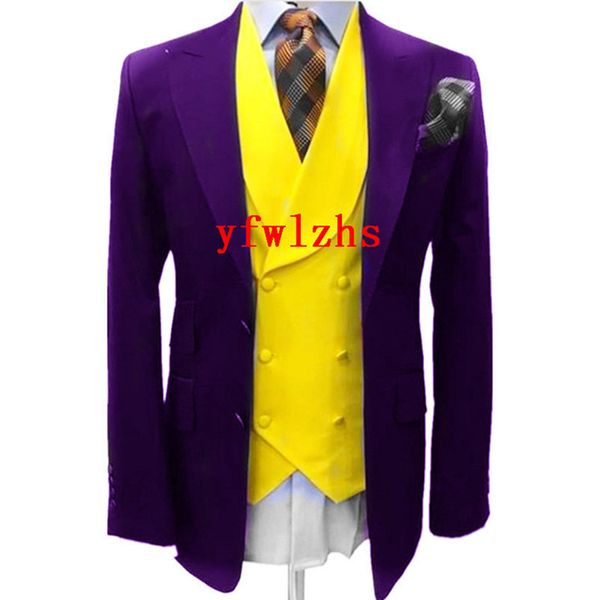 

handsome groom tuxedos two buttons man's suits peak lapel groomsmen wedding/prom/dinner man blazer jacket pants vest tie n0301, Black;gray