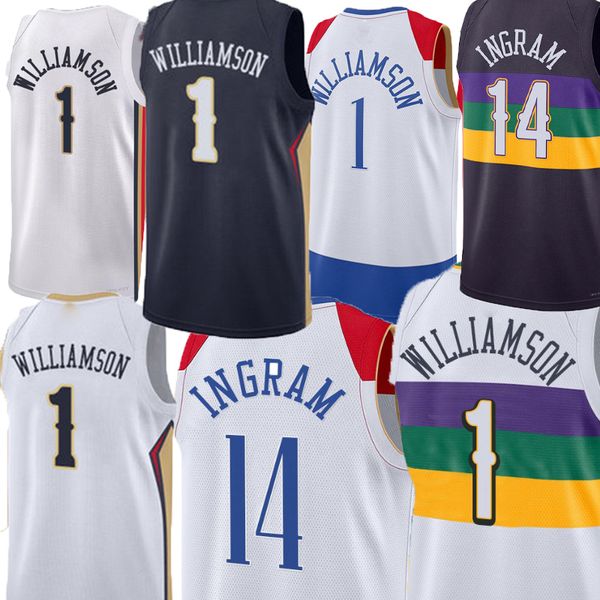 

men basketball jersey zion williamson brandon ingram cj mccollum jonas valanciunas daniels larry nance jr. trey murphy iii herbert jones jos, Black;red