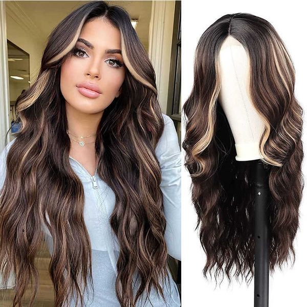 

selling wigs, women's long curly hair, small front lace wigs, pick dyed chemical fiber wigs, wigs 230301, Black