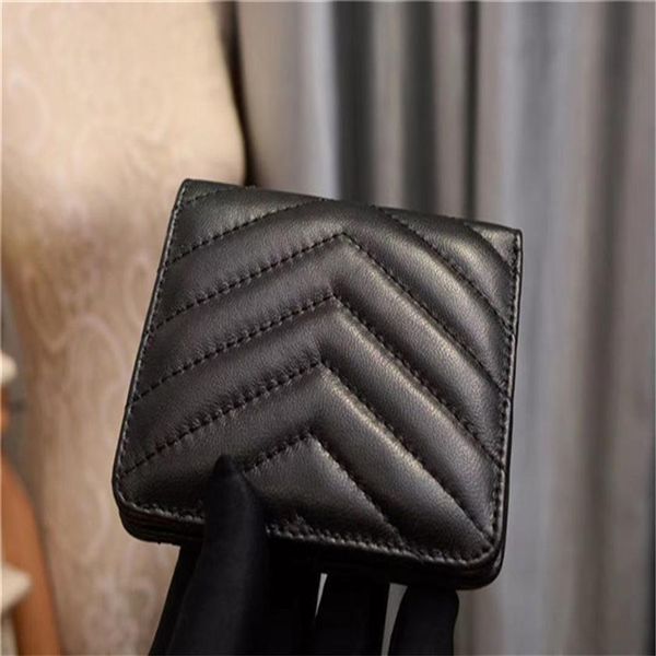 

womens wallet designer wallets ladies bag short style pouch card holder slot purse real leather black color quilted soft261w, Red;black