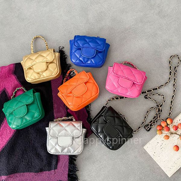 

childrens handbags mini rhombic lattice chain bag children pose decorate coin purse, Black