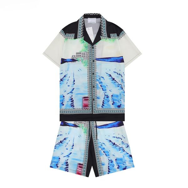 

1 summer fashion mens tracksuits hawaii beach pants set designer shirts printing leisure shirt man slim fit the board of directors short sle, Gray