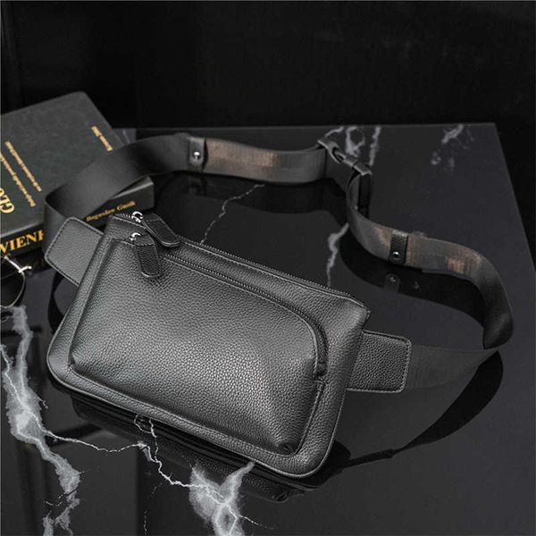 

cowhide small chest bag 2023 fashion brand men's bag simple and versatile small satchel mobile phone bag small waist bag men's bag