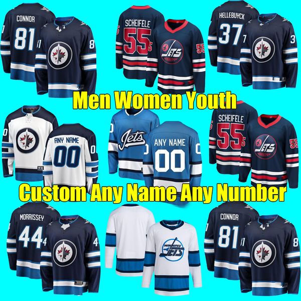 

#27 nikolaj ehlers reverse retro hockey jersey #26 blake wheeler #81 kyle connor mark scheifele pierre-luc dubois nate schmidt dale hawerchu, Black;red
