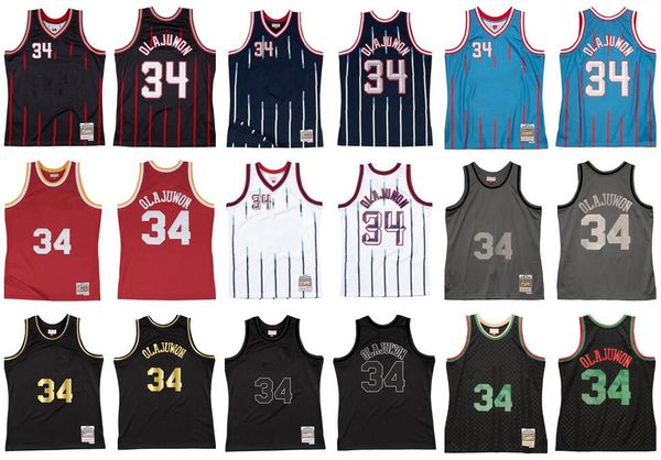 

stitched hakeem olajuwon jersey s-6xl mitchell & ness 1993-94 mesh hardwoods classics retro basketball jerseys men women youth, Black;red