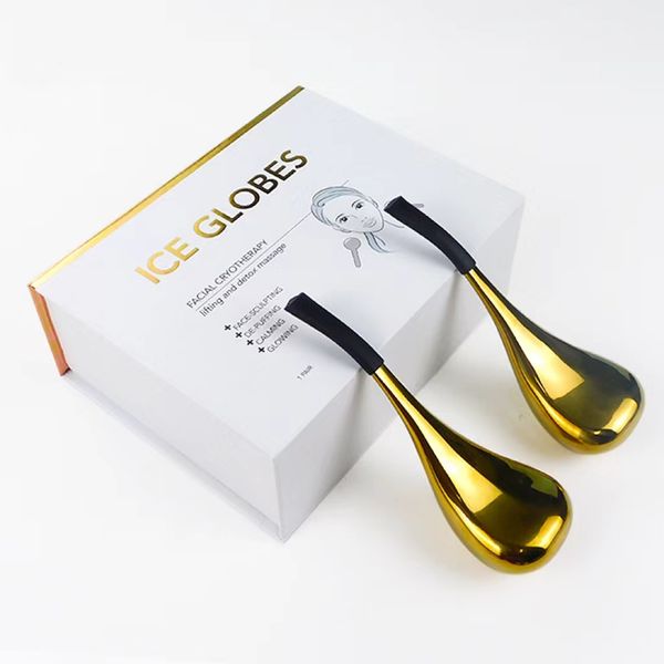 

2pc set stainless steel ice globes facial skin care tools for face eyes face beauty cryo sticks cooling spa globe cold roller with gift box