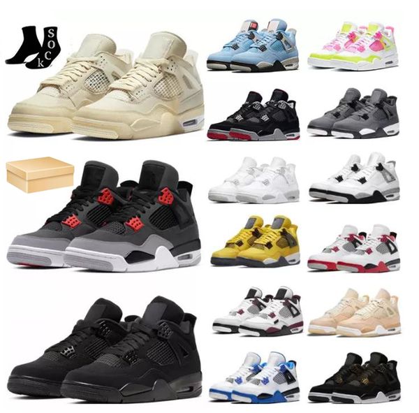 

basketball shoes 4 4s men women university blue white oreo metallic purple black cat bred shimmer metallic red cactus jack sport trainer sne