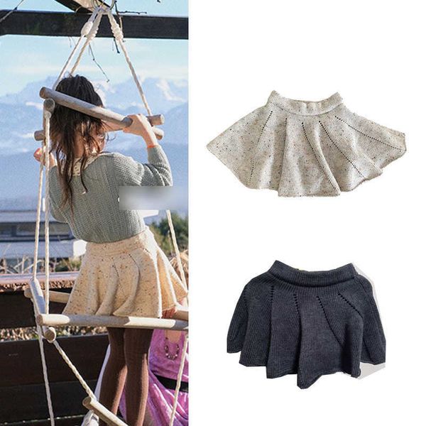 

skirts kids skirts 2022 new autumn winter girls knit 50%wool skirts for baby toddler cotton clothes brand design t230301, Blue