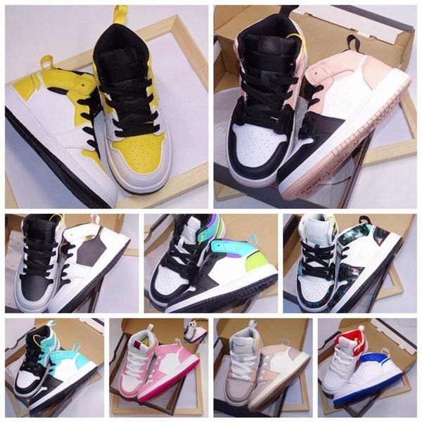

quality jordns j1 kids basketball shoes trainers mid infants toddler designer 1s sneakers sail bone arctic pink chaussures zapatos, Black