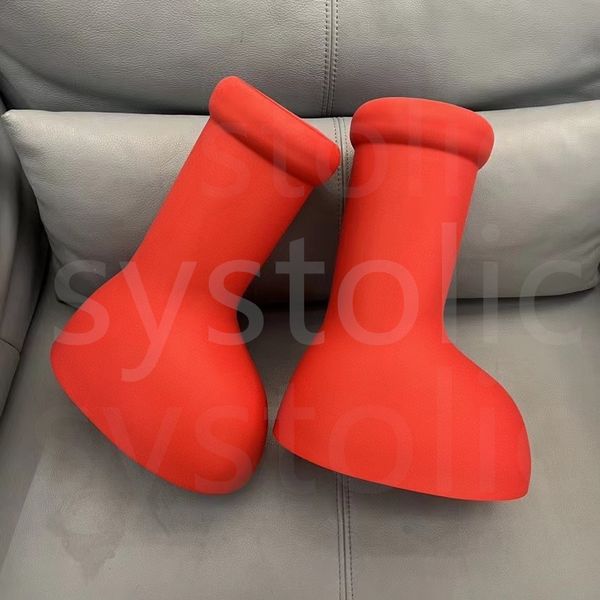 

authentic mschf shoes men women rain boots designers big red boot thick bottom non-slip booties rubber platform bootie fashion astro boy