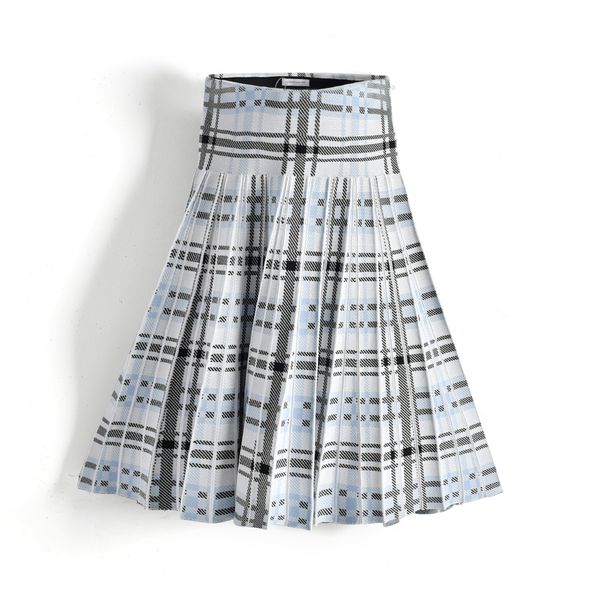 

skirts women spring summer knitted skirts female classic pleated skirt solid color knit dresses great quality clothes 230301, Black