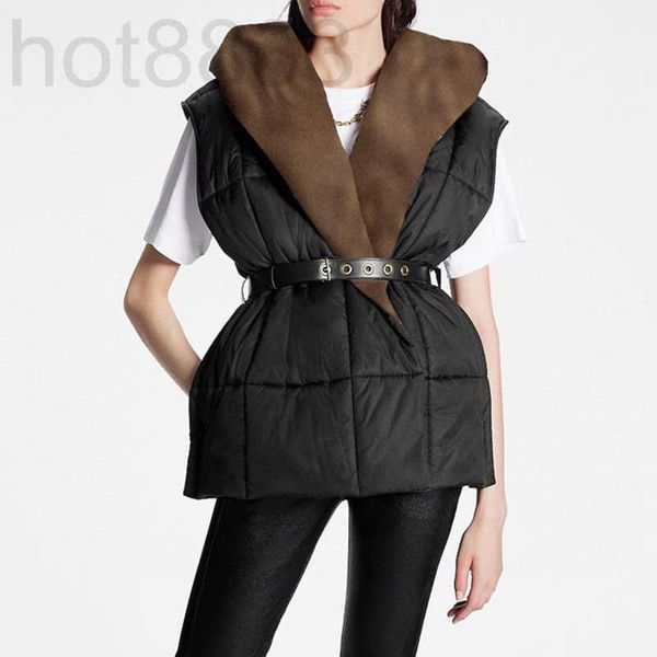 

women's vests designer womens down parkas jackets fashion vest belt punk style windbreaker pocket outsize men warm coats s- kn2b, Black;white